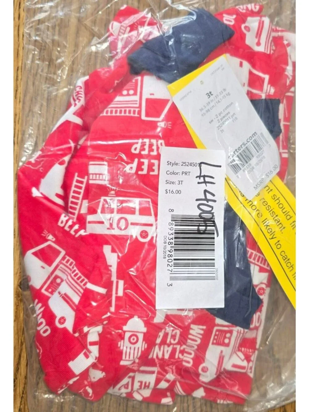 Firetruck One-piece Baby Boy Pajamas Romper Car Truck Bus 3T LH4005